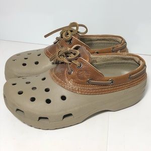 Womens Crocs Brown Leather Islander shoe M 7 W 5